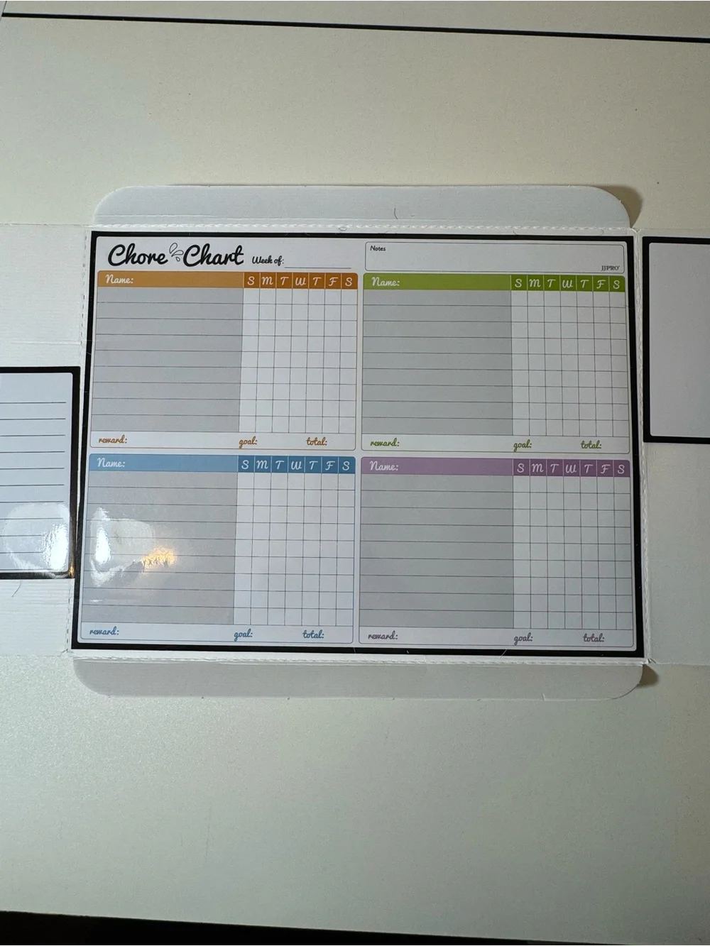 Magnetic Home Office Chore Chart - White with Multicolor Sections
